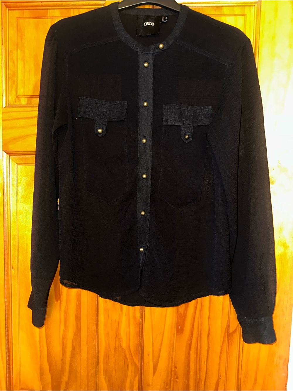 ASOS Black Lightweight Button-Front Opaque Shirt